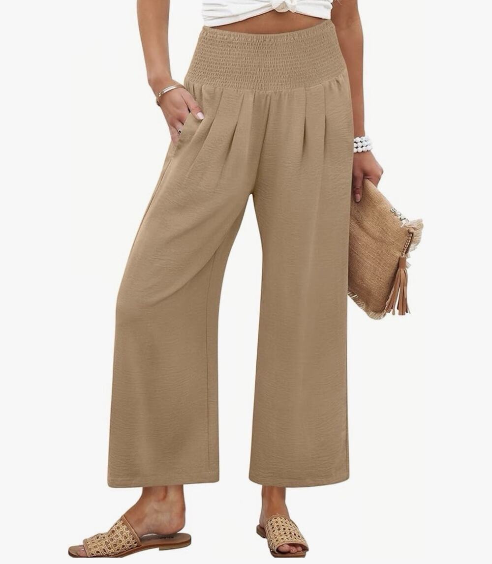 Womens Pants Wide Leg High Waisted Palazzo Pants Summer Flowy Size S